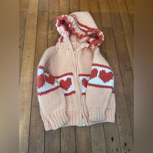 vintage chunky knit, heart design Other - Vintage homemade chunky knitted sweater/ jacket